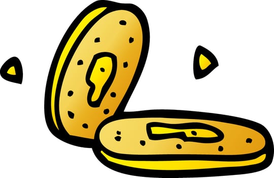 cartoon doodle gold coins vector