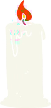 flat color illustration of a cartoon burning candle vector