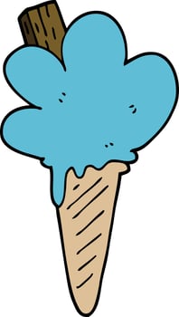 cartoon doodle ice cream cone vector