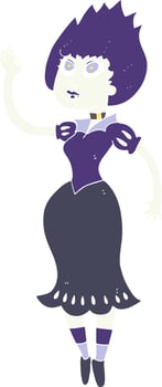 flat color illustration of a cartoon vampire girl vector