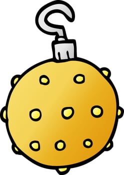 cartoon doodle golden xmas bauble vector