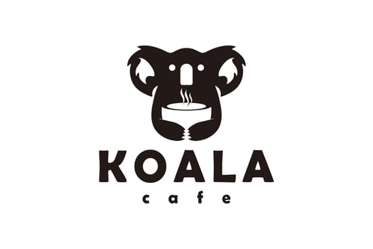 Koala logo design inspiration with a bowl of hot food vector