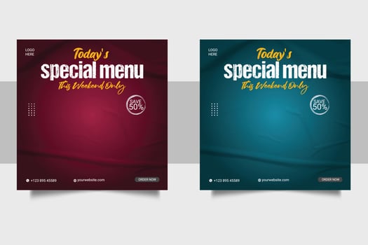 Healthy food menu promotion social media post banner template vector