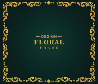 Modern golden luxury decorative floral frame design vector