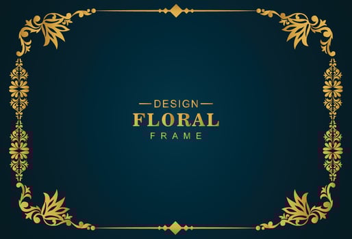 Decorative artistic luxury golden floral frame background illustration vector