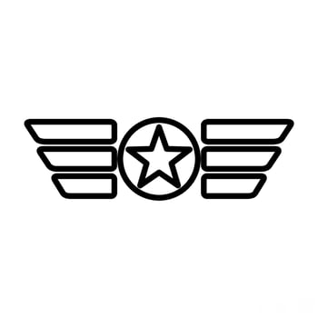 USA Flag Wings Emblem Icon Line Style vector