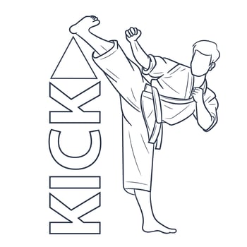 Tekwondo sketch line vector