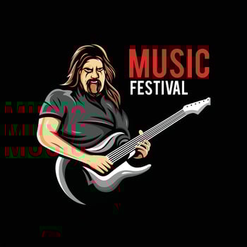 Guitar player vector for music festival icon
