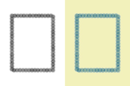 Grunge frame for inscription. Textured design in . Stencil painted frame. Vector illustration isolated on white and blue background