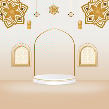 3d Eid Mubarak background With podium. vector