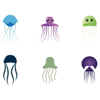 cute jelly fish Vector icon design illustration Template