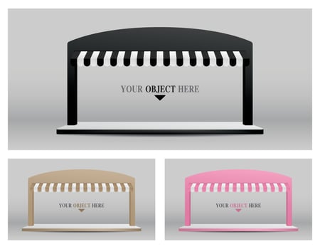 wide awning and arch with platform display 3d illustration vector for putting your object