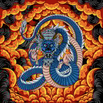 Cool blue dragon illustration vector