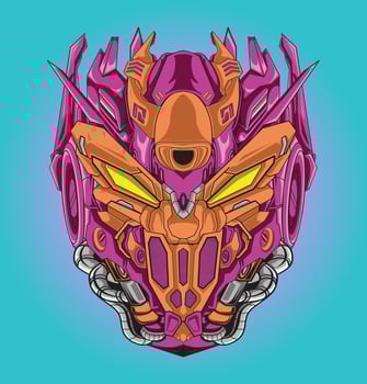 Cyberpunk illustration design head robo vector