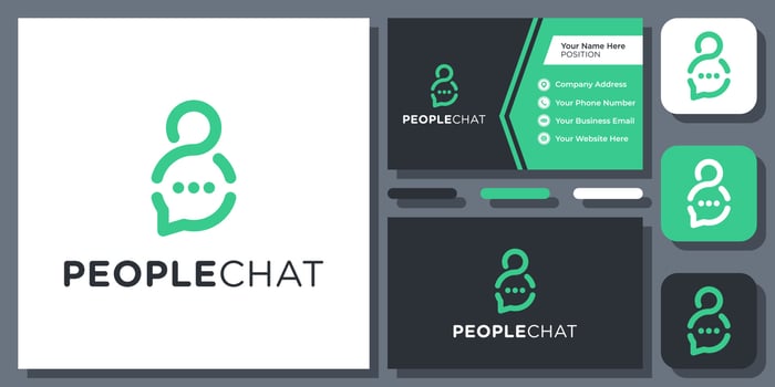 People Bubble Chat Communication Human Message Talk Unity Community Logo Design with Business Card vector