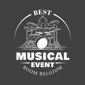 Music label isolated on black background vector