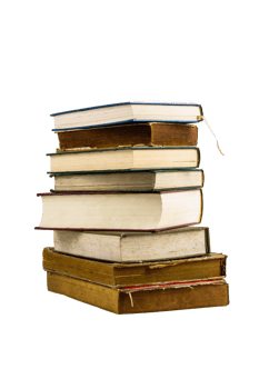 stack of books isolated on white background png