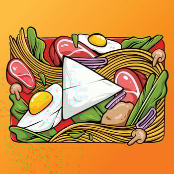 Delicious Noodle with Egg Illustration vector