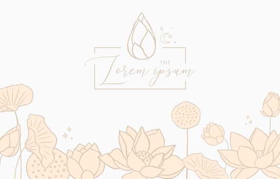 Golden lotus background. Line art design for postcard, invitation ,packaging vector
