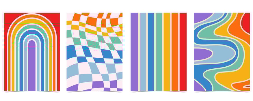 Retro 70s and 80s teenager background design in pop and groovy style vector