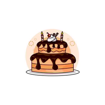 Colorful sponge cake, birthday cake, wedding cake vector illustration
