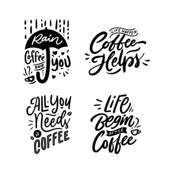 Coffee Lettering Handwritting Typography Quote Vector