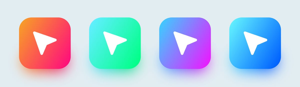 Computer cursor or pointer solid icon in square gradient colors. Arrow pointer icon for apps or website. vector