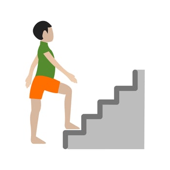 Person Climbing Stairs Flat Multicolor Icon vector