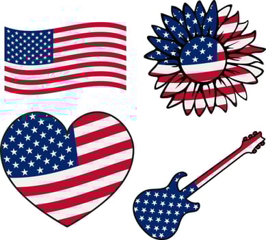 America Patriotic Design. 4th of July Patriotic Symbols Sunflower . Independence day symbol with US Flag. Vector