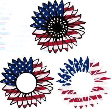 Patriotic Design. 4th of July Patriotic Symbols Sunflower . Independence day symbol with US Flag vector