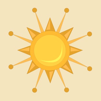 Golden shining sun vector art for graphic design and decorative element