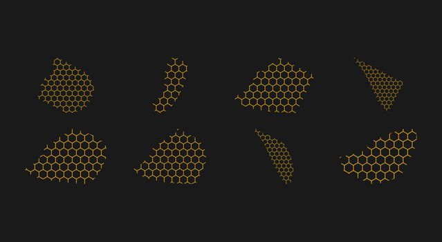 set of honeycomb abstract shape. Hexagonal elements vector