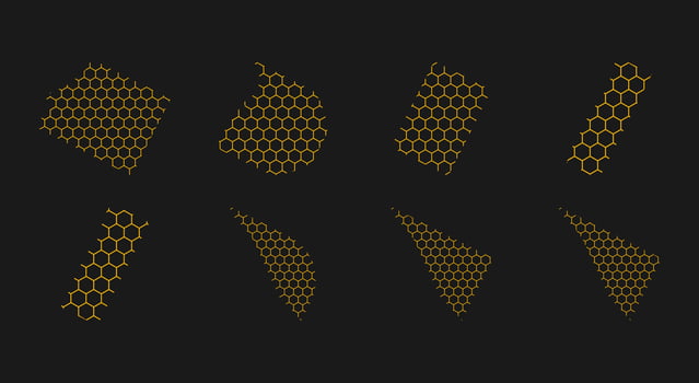 set of honeycomb abstract shape. Hexagonal elements vector