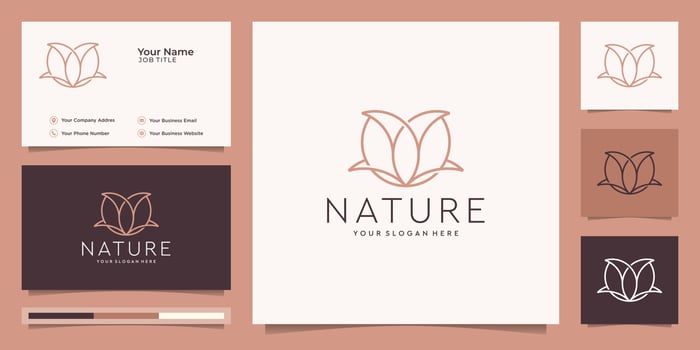 Flower logo design with line art style. logos can be used for spa, beauty salon, decoration, boutique. and business card Premium Vector