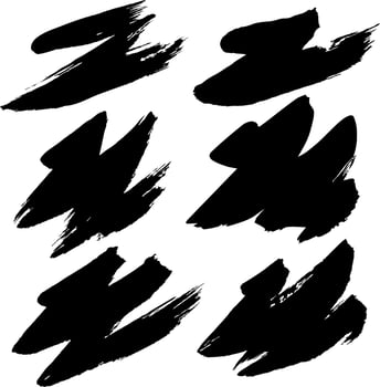 Broad brush strokes. Splashes of ink, rough hand-drawn lines, elements of artistic design. A set of vector brushes.