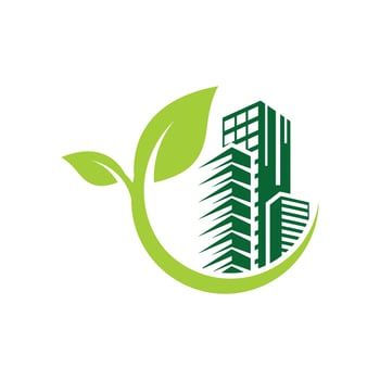 green leaf building environment logo design vector