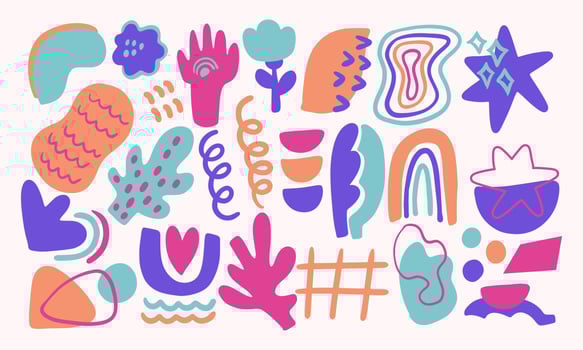 Hand drawn pastel abstract vector set collection shape. Modern trendy isolated