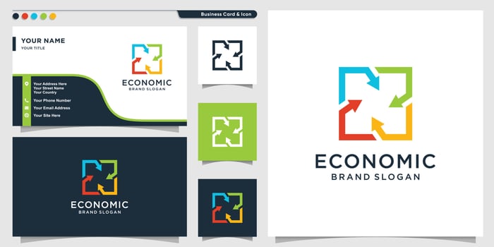 Economic logo with creative abstract element design Premium Vector
