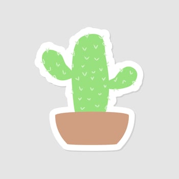 Cute aesthetic mini cactus sticker. Isolated Illustration. Flat style. vector