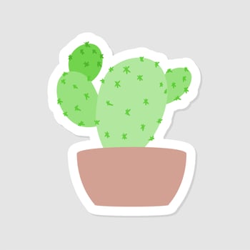 Cute aesthetic mini cactus sticker. Isolated Illustration. Flat style. vector