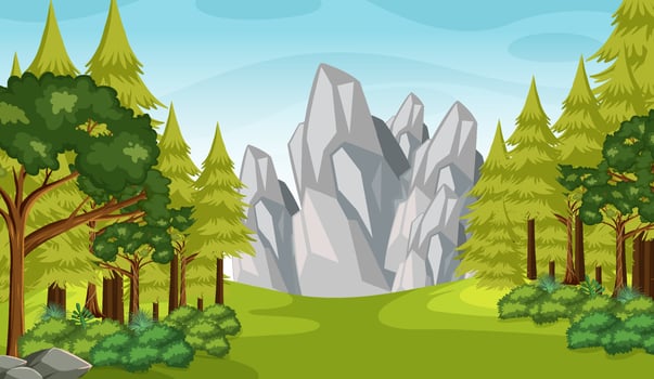 Nature scene with trees and fields vector