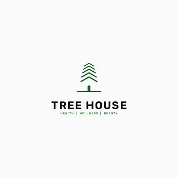 Green nature house logo.Green tree house vector