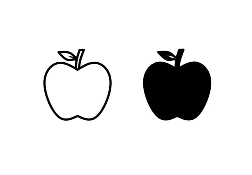 silhouette apple flat icon isolated on white vector