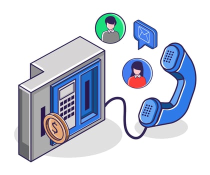 Public telephones with coin fees vector