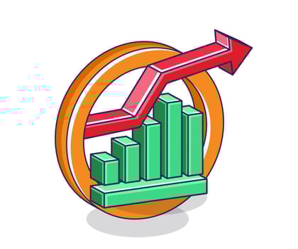 Analyze bar chart with arrows vector