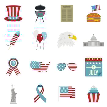 Independence day flag icons set in flat style vector