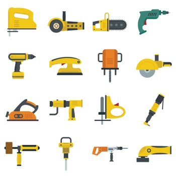 Electric tools icons set in flat style vector