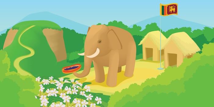 Sri Lanka horizontal banner travel, cartoon style vector