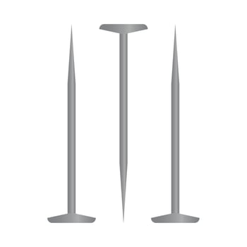 metal nail on a white background. large steel nails. Vector illustration