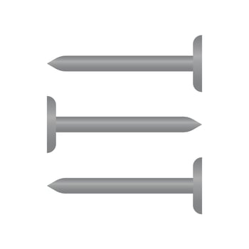 metal nail on a white background. large steel nails. Vector illustration